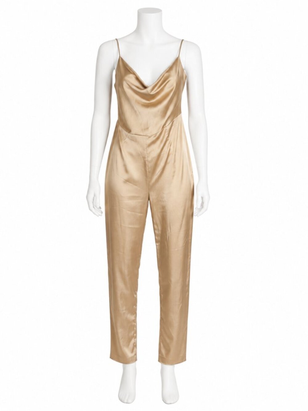 Sincerely Jules Womens Medium Jumpsuit Satin Cowl Neck Smocked